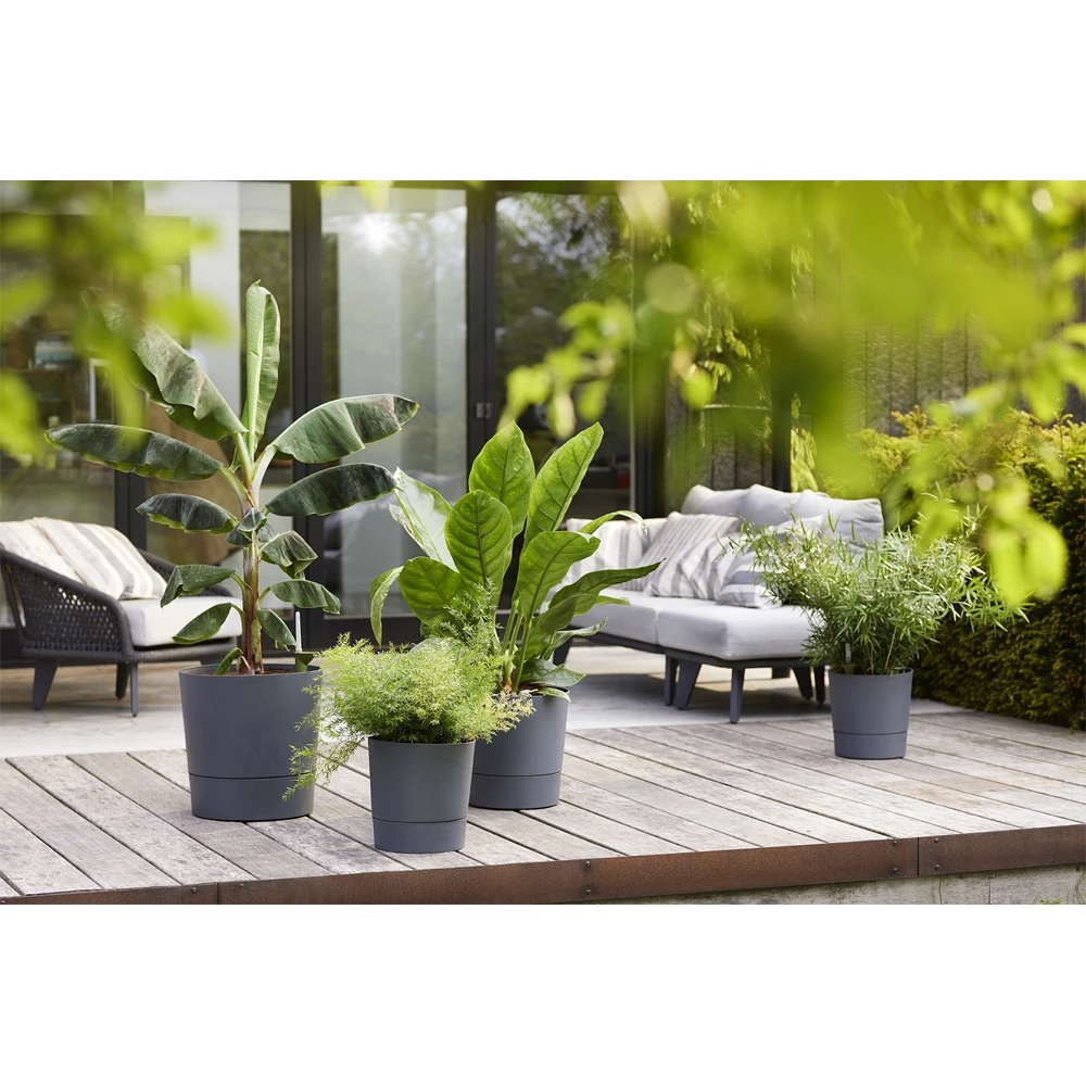 Bloempot Elho Greensense Aqua Care Rond - D35 X H34cm - Houtskoolgrijs - Afbeelding 5