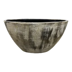 Bloempot Miami Ovaal - L35 X D16 X H19cm - Zwart Cement