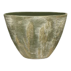 Bloempot Miami Ovaal - L39 X D20 X H31cm - Groen Cement