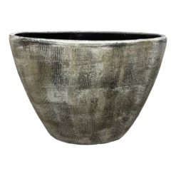 Bloempot Miami Ovaal - L39 X D20 X H31cm - Zwart Cement