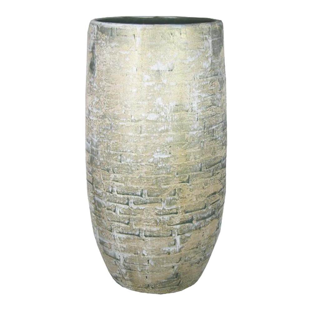 Bloempot Steef Hoog - D29 X H60cm - Creme Groen