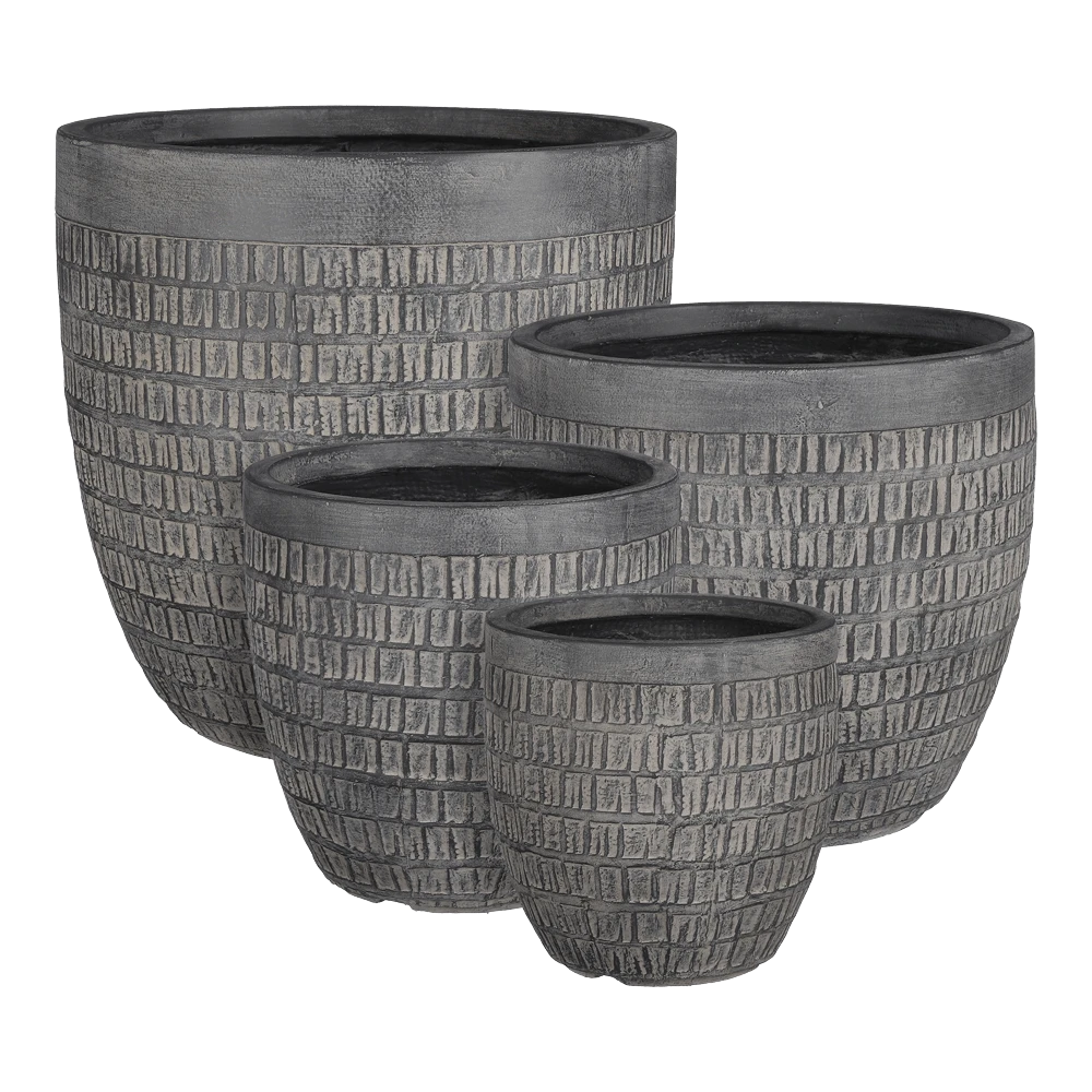 Bloempot Tallinn - D37 X H35,5cm - Zwart-grijs