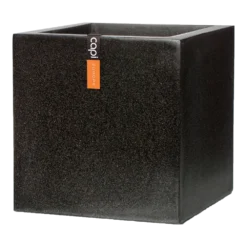 Capi Plantenbak Vierkant Lux Terrazo - L20 X B20 X H20cm - Zwart