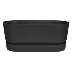 Bloembak Elho Greenville Terrace 60cm - Met Wielen - Living Black