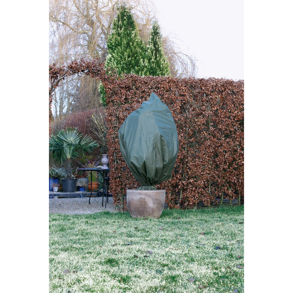 Nature Winterhoes Met Koord D50cm X 1m 50 G/mu00b2 3 Stuks Groen - Afbeelding 2