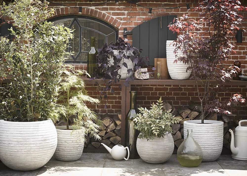 Capi Bloempot Bol Nature Row NL - D43 X H41cm - Ivoor - Afbeelding 2