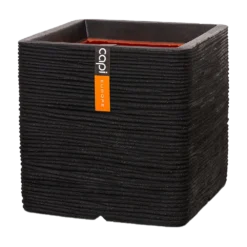 Capi Plantenbak Vierkant Nature Rib NL - L40 X B40 X H40cm - Zwart