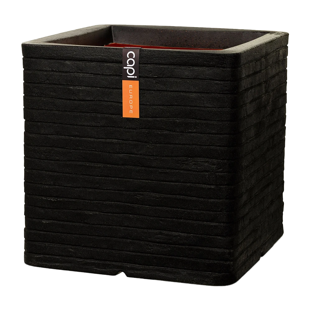 Capi Plantenbak Vierkant Nature Row NL - L40 X B40 X H40cm - Zwart