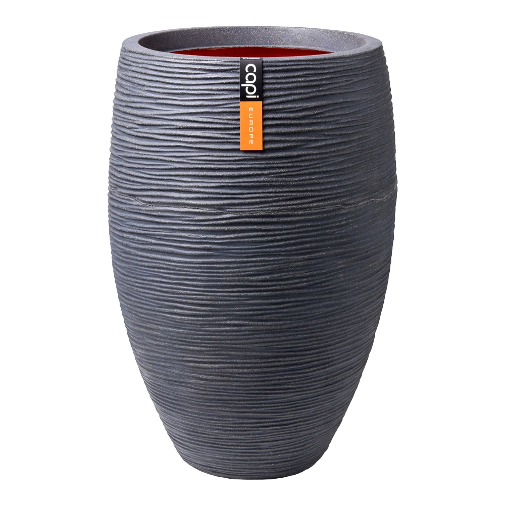 Capi Bloempot Hoog Nature Elegant Deluxe Rib NL - D38 X H58cm - Donkergrijs