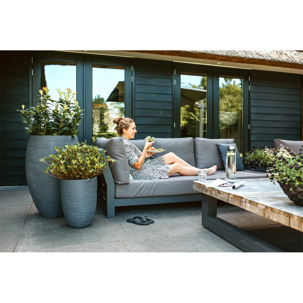 Capi Bloempot Hoog Nature Elegant Deluxe Rib NL - D38 X H58cm - Donkergrijs - Afbeelding 2