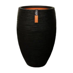 Capi Bloempot Hoog Nature Elegant Deluxe Rib NL - D38 X H58cm - Zwart