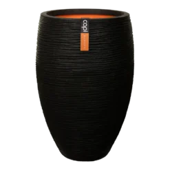 Capi Bloempot Hoog Nature Elegant Deluxe Rib NL - D56 X H84cm - Zwart