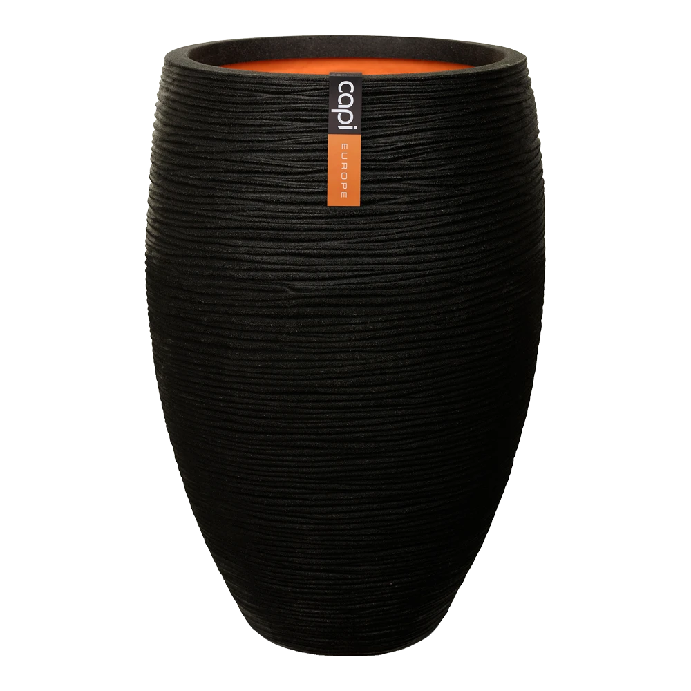 Capi Bloempot Hoog Nature Elegant Deluxe Rib NL - D56 X H84cm - Zwart