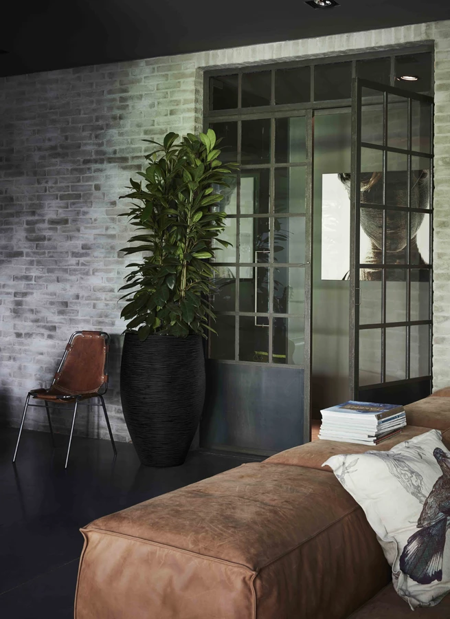 Capi Bloempot Hoog Nature Elegant Deluxe Rib NL - D56 X H84cm - Zwart - Afbeelding 2