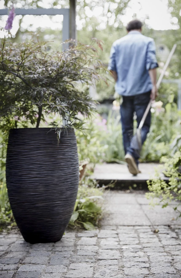 Capi Bloempot Hoog Nature Elegant Deluxe Rib NL - D56 X H84cm - Zwart - Afbeelding 3