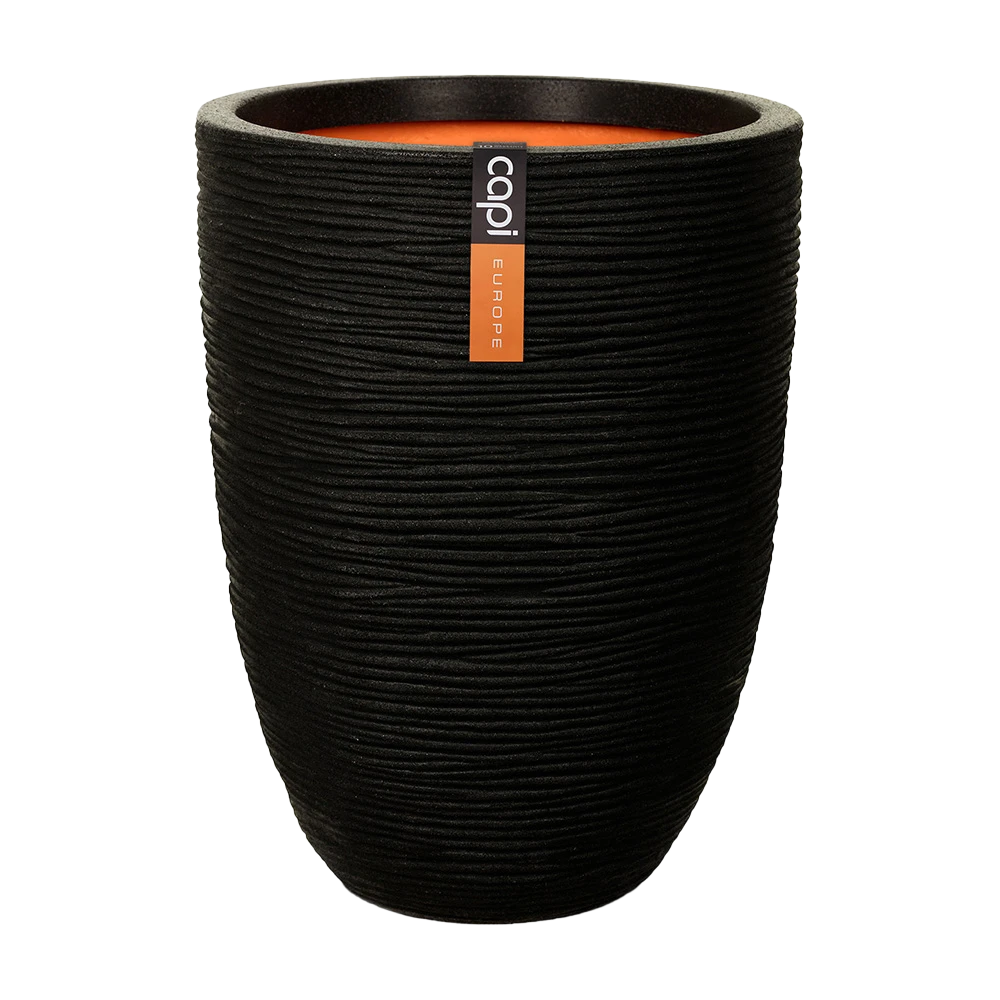Capi Bloempot Nature Elegant Rib NL - D34 X H46cm - Zwart