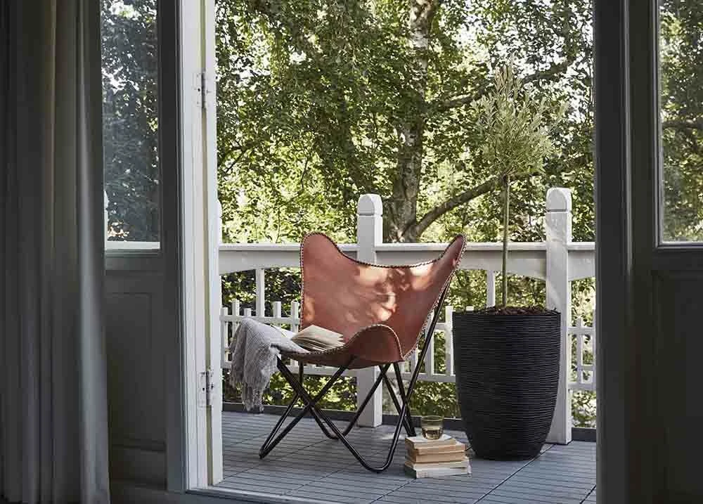 Capi Bloempot Nature Elegant Rib NL - D34 X H46cm - Zwart - Afbeelding 2