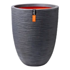 Capi Bloempot Nature Elegant Rib NL - D34 X H46cm - Donkergrijs