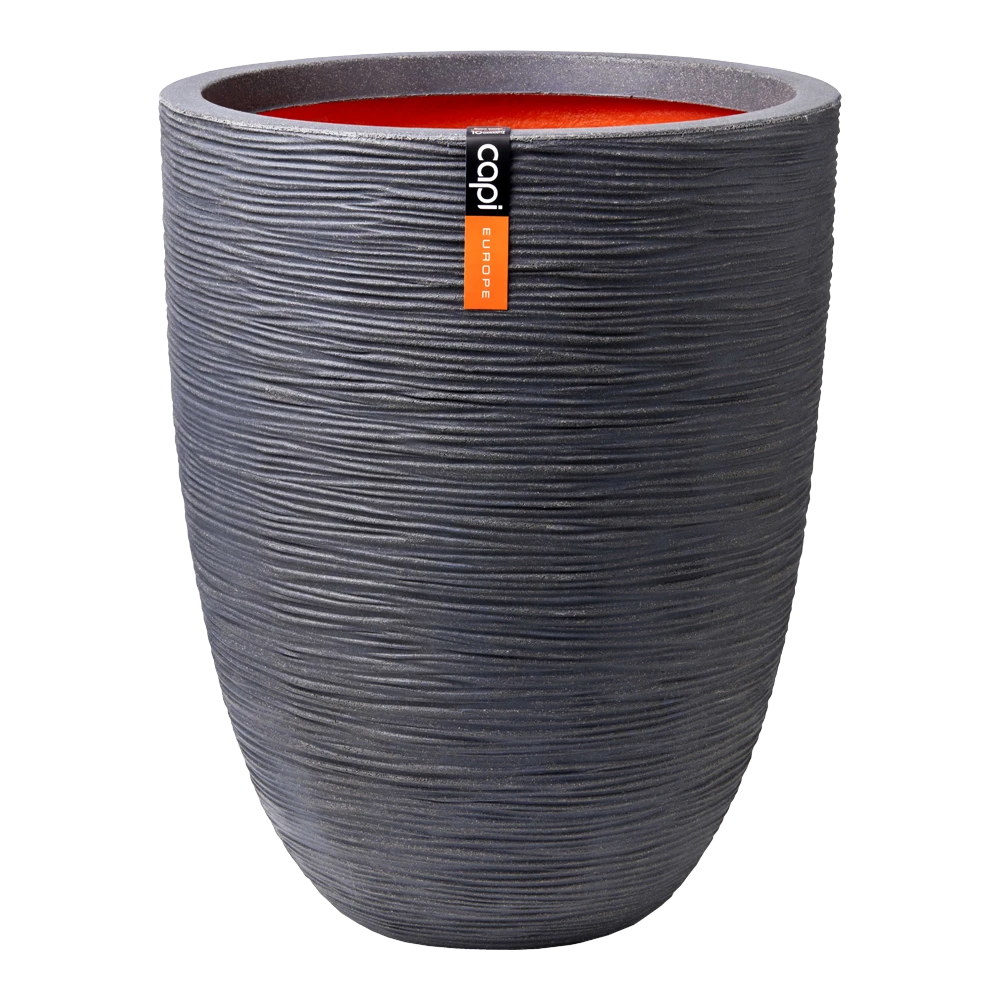 Capi Bloempot Nature Elegant Rib NL - D34 X H46cm - Donkergrijs