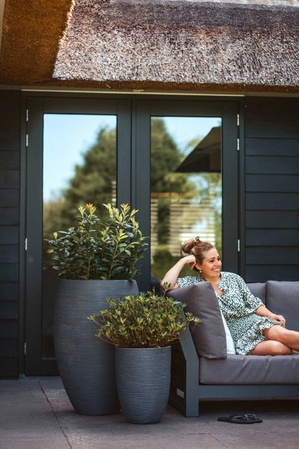 Capi Bloempot Nature Elegant Rib NL - D34 X H46cm - Donkergrijs - Afbeelding 3